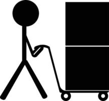 icona in bianco e nero di persone che trasportano cartone vettore