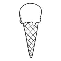 illustrazione vettoriale. gelato doodle isolato su sfondo bianco. pagina da colorare per bambini. vettore