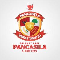 selamat hari pancasila significa felice giorno di pancasila, il simbolo della repubblica indonesiana vettore