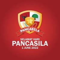 selamat hari pancasila significa felice giorno di pancasila, il simbolo della repubblica indonesiana vettore