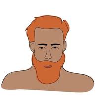 doodle illustrazione di un ragazzo con i capelli rossi e la barba vettore