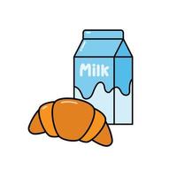 croissant e latte. icona del cibo. illustrazione vettoriale