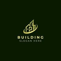 modello di logo elegante casa edificio oro vettore
