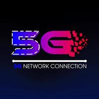 Stile logo connessioni di rete 5g, futura tecnologia wireless. vettore