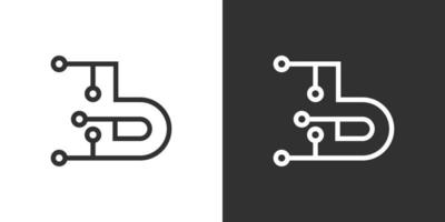 lettera iniziale b logo tecnologia disegno vettoriale
