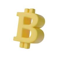 bitcoin segno 3d vettore realistico. un simbolo della moderna valuta online.