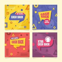 set di design per post sui social media cashback vettore