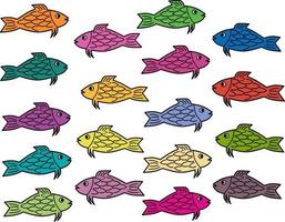 il doodle di pesce colorato può essere utilizzato per la texture vettore