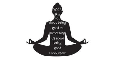 silhouette di yogi in meditazione con citazioni yoga isolate su sfondo bianco. illustrazione vettoriale