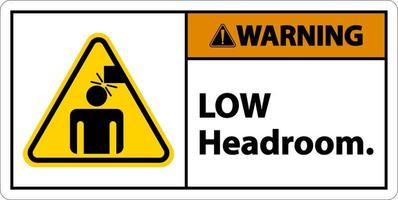 segno di avvertenza bassa altezza libera etichetta su sfondo bianco vettore