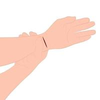mano ferita con squarcio sanguinante con ferita sull'illustrazione vettoriale del palmo della mano