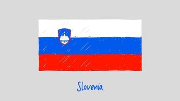 slovenia bandiera nazionale del paese pennarello o schizzo a matita illustrazione vettore