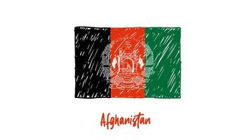 vettore dell'illustrazione dello schizzo a matita o dell'indicatore della bandiera del paese nazionale dell'Afghanistan