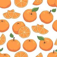 senza cuciture con arance intere e fette su sfondo bianco. sfondo di illustrazione di frutta vettoriale. vettore