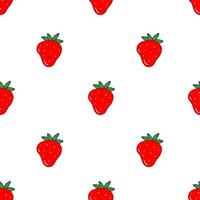 senza cuciture con fragole rosse in stile cartone animato. sfondo di illustrazione cibo vettoriale. vettore