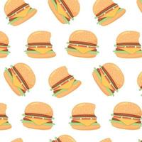 modello con hamburger. senza cuciture con hamburger. illustrazione vettoriale in stile cartone animato.