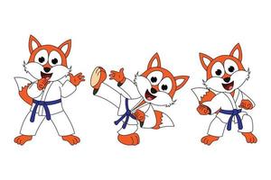 karate simpatico cartone animato animale volpe vettore