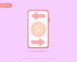 illustrazioni realistiche di progettazione dell'icona 3d di trasferimento di denaro vettore