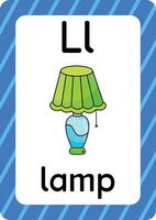 vettore lampada isolato su sfondo bianco lettera l flashcard lampada cartone animato