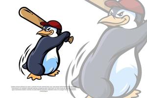 mascotte del baseball del pinguino vettore