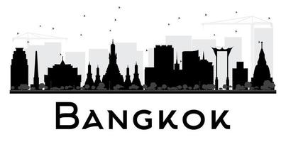 sagoma in bianco e nero dell'orizzonte della città di bangkok. vettore