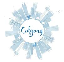 delinea lo skyline di calgary con edifici blu e copia spazio. vettore