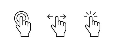le icone del tocco della mano impostano l'illustrazione di vettore