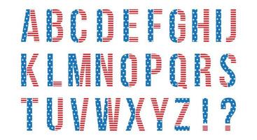 alfabeto inglese impostato nei colori della bandiera americana