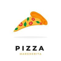 logo illustrazione di una fetta di pizza margherita vettore