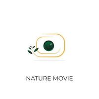 logo illustrazione di una macchina fotografica che riprende film in natura vettore