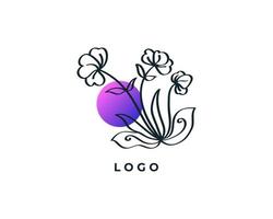 logo floreale elegante e minimalista, adatto per centri di bellezza, saloni, cosmetici, fioristi, gioielli o marchi del settore della moda vettore