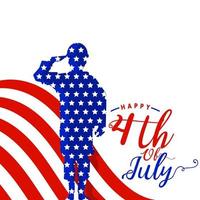 felice 4 luglio, giorno dell'indipendenza usa, vettore di progettazione di poster di saluto dell'esercito di soldati patrioti americani