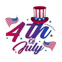 felice 4 luglio, giorno dell'indipendenza usa, america tipografia testo font calligrafia simbolo logo disegno vettoriale