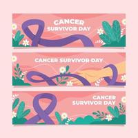 set di banner per il giorno del sopravvissuto al cancro vettore