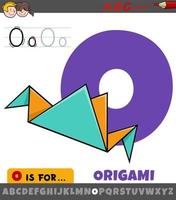 lettera o dall'alfabeto con oggetto origami vettore