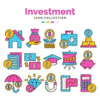 collezione di icone di investimento vettore