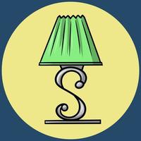 elegante lampada da tavolo con paralume verde in stile cartone animato e lampade da tavolo per lavorare al buio, illustrazione vettoriale