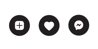 Aggiungi, ama e messaggio icona vettore nel pulsante cerchio. elementi dei social media
