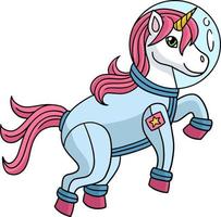 unicorno astronauta nello spazio cartone animato colorato clipart vettore