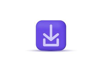 pulsante di download realistico dell'icona 3d unico su isolato sul vettore