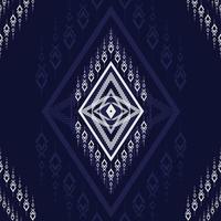 motivo geometrico etnico tradizionale design a trama e motivo blu scuro per moquette, carta da parati, abbigliamento, avvolgimento, batik, tessuto, vestiti, moda, in stile ricamo illustrazione vettoriale