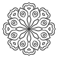 carino mandala. fiore ornamentale di doodle rotondo isolato su priorità bassa bianca. ornamento decorativo geometrico in stile etnico orientale. vettore