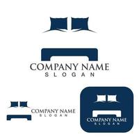 logo del letto e simbolo del logo aziendale dell'hotel vettore