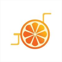 logo design sedia a rotelle arancione vettore