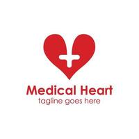 modello di progettazione del logo del cuore medico, con l'icona dell'amore semplice e unica. perfetto per affari, azienda, ospedale, salute, ecc. vettore