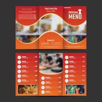 modello di brochure ristorante pieghevole sfumato rosso e arancione vettore