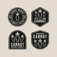 collezione di design del logo dell'etichetta del distintivo della carota vettore
