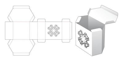 scatola esagonale e modello fustellato per finestra mandala con stencil vettore