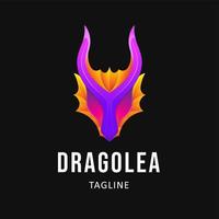 design del logo del drago colorato. modello di logo in stile sfumato vettore