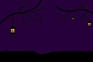 sfondo di halloween, lanterna appesa a un ramo. vettore